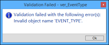 Data link validation error message