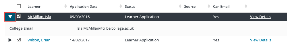 ontrack Hub - expand rows