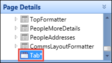 Page Details section - tab