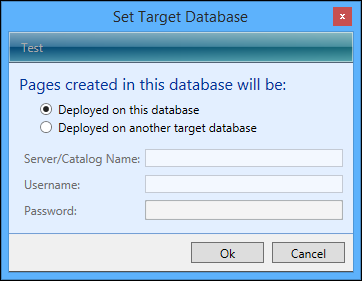 Set Target Database window - Deployed on this database option