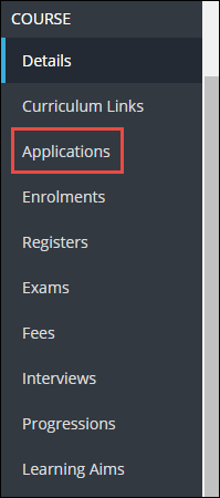 Applications option