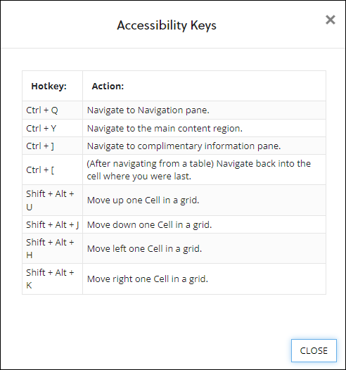 Accessibility Keys window