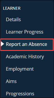 Report an Absence option