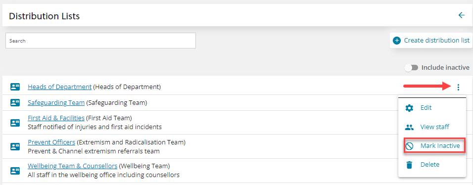 Mark Inactive Button Distribution Lists