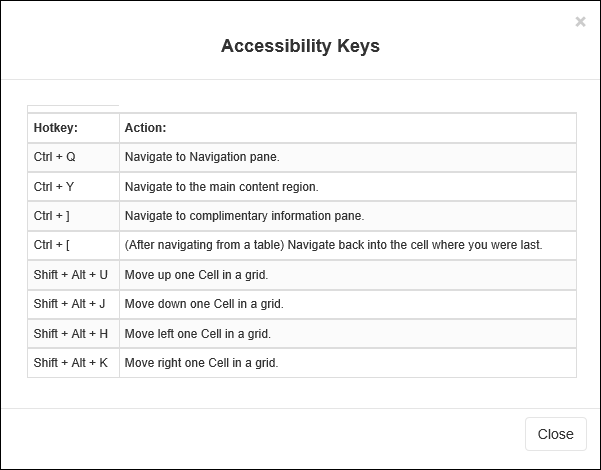 Accessibility Keys window