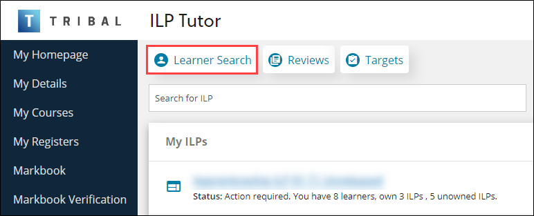 Learner Search button