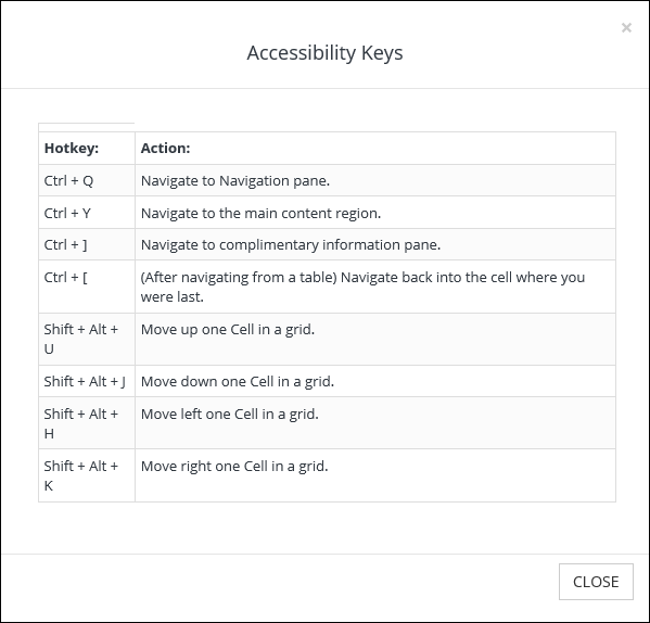 Accessibility Keys window