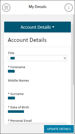 Account Details tab