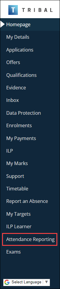 Attendance Reporting option