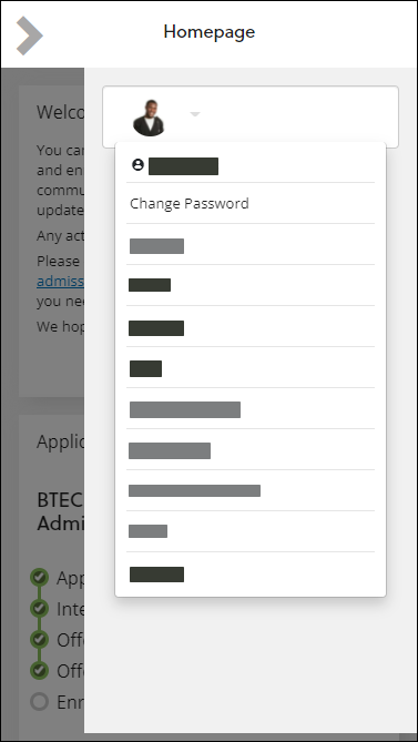 Change Password option