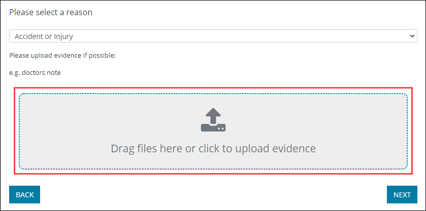 Evidence drag-and-drop section