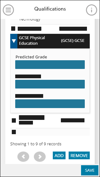 Edit and delete qualifications mobile