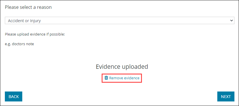 Remove evidence button