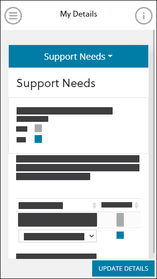 Support Needs tab