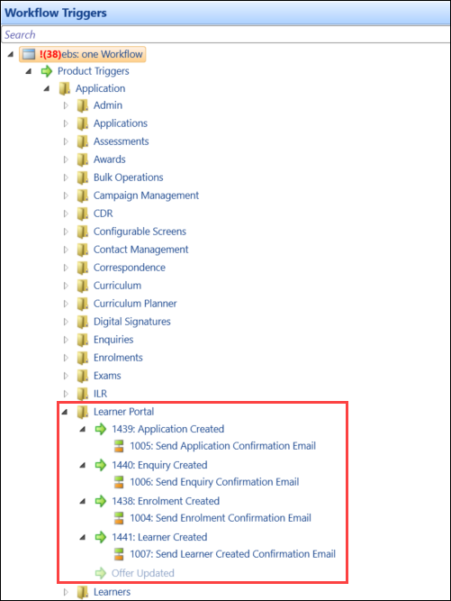 Learner Portal workflow triggers