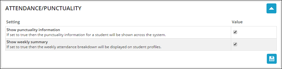 Attendance/Punctiality Settings