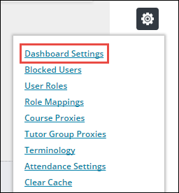 Dashboard Settings Option