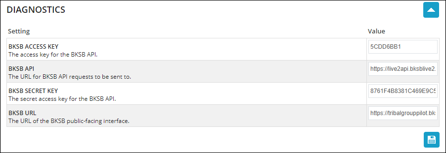 Diagnostics Settings