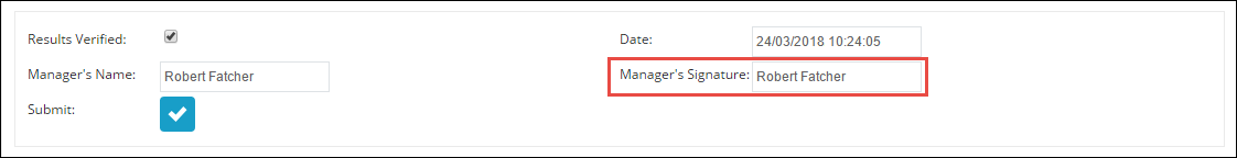 Manager's Signature field