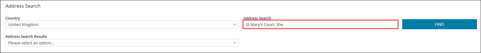 Address Search field