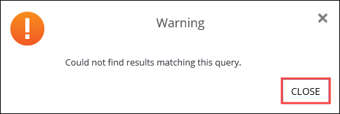 Warning message no results found