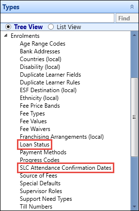 Loan Status and SLC Attendance Confirmation Dates reference data