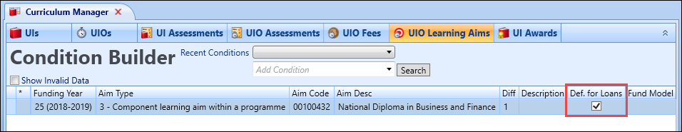 Def. for Loans column