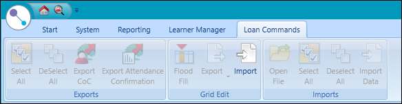 Loan Commands ribbon