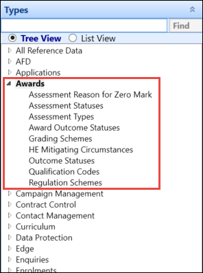 Awards reference data