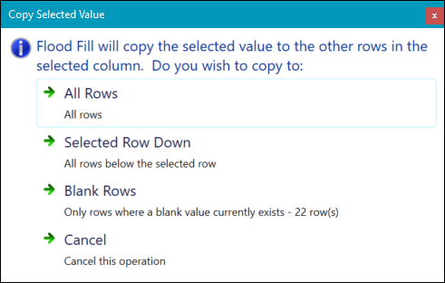 Copy Selected Value window