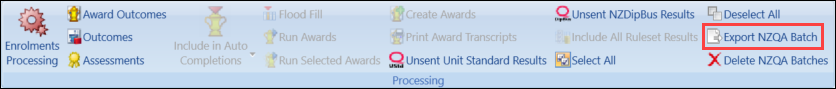 Export NZQA Batch button