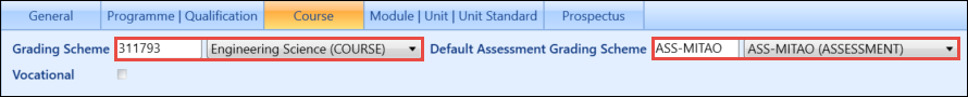 Grading Scheme and Default Assessment Grading Scheme fields