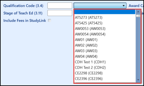 Qualification Code field