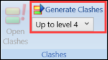 Generate Clashes button and level drop-down list