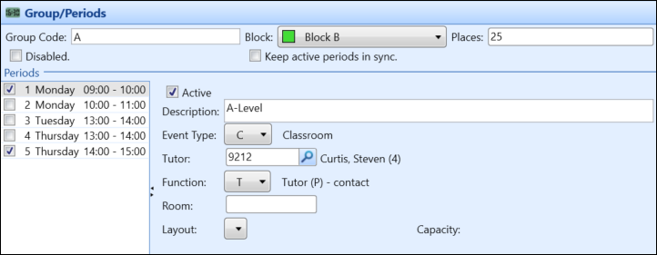 Group/Periods panel