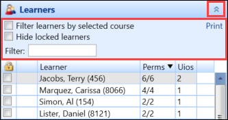 Learners panel filters