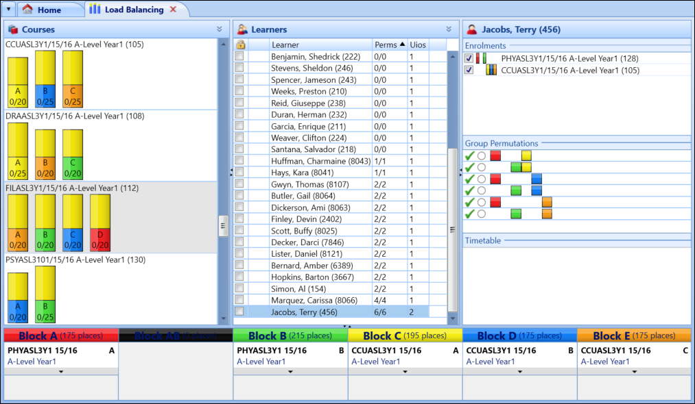 Load Balancing screen