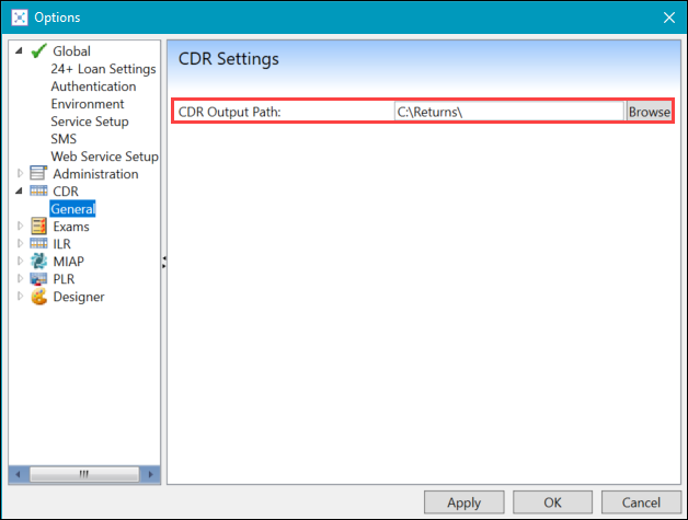 CDR Output Path setting