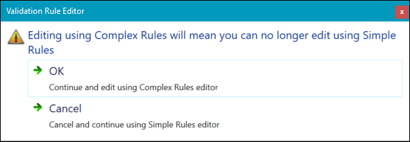 Complex rule confirmation message