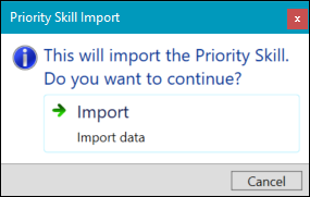 Import confirmation message