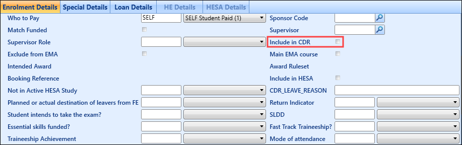 Include in ILR check box