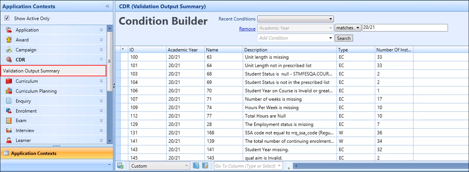 Validation Output Summary