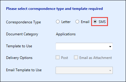 SMS correspondence type