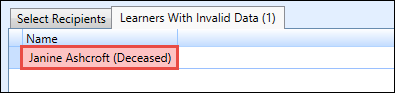 Learners With Invalid Data tab