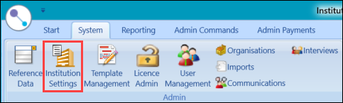 Institution Settings button