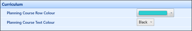 Planning Course Row Colour and Planning Course Text Colour institution settings