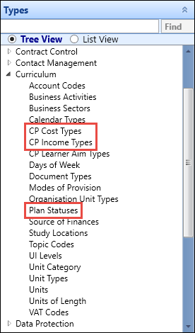 Curriculum planner reference data