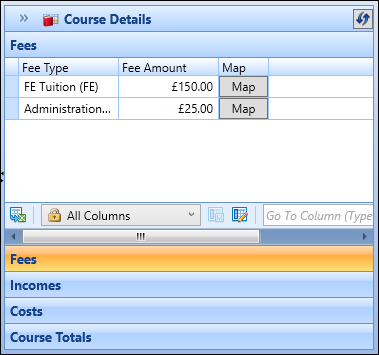 Course Details panel