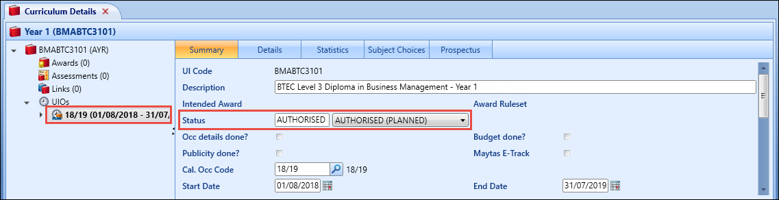 Planned course