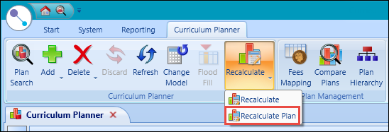 Recalculate Plan option